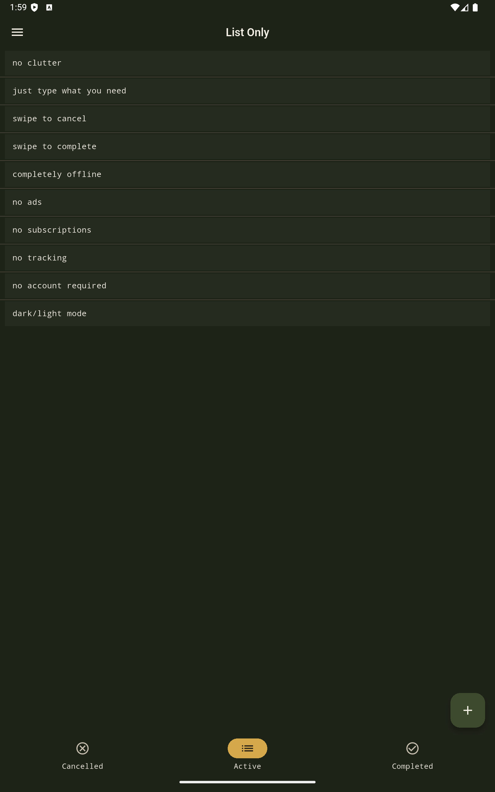 List Only Android app - UI detail screen